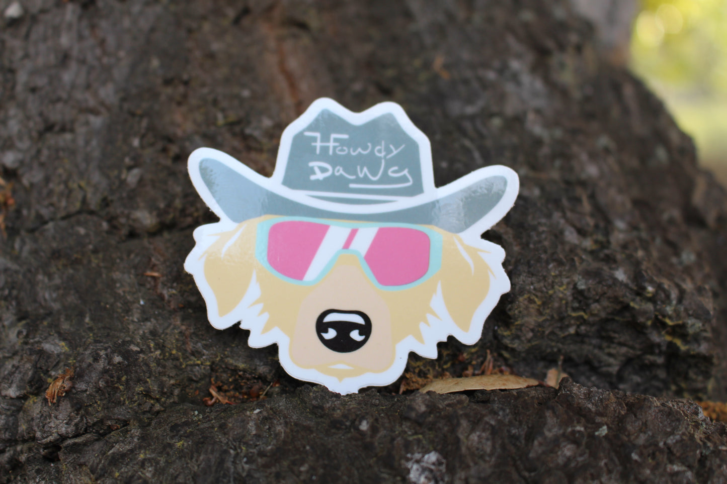 Howdy Dawg Golden Retriever 3" Sticker